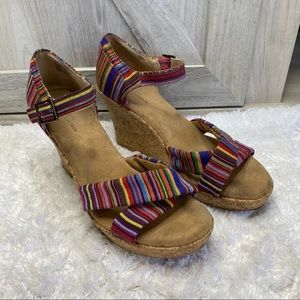 White Mountain Outshine Rainbow Canvas Cork Wedges 7.5
